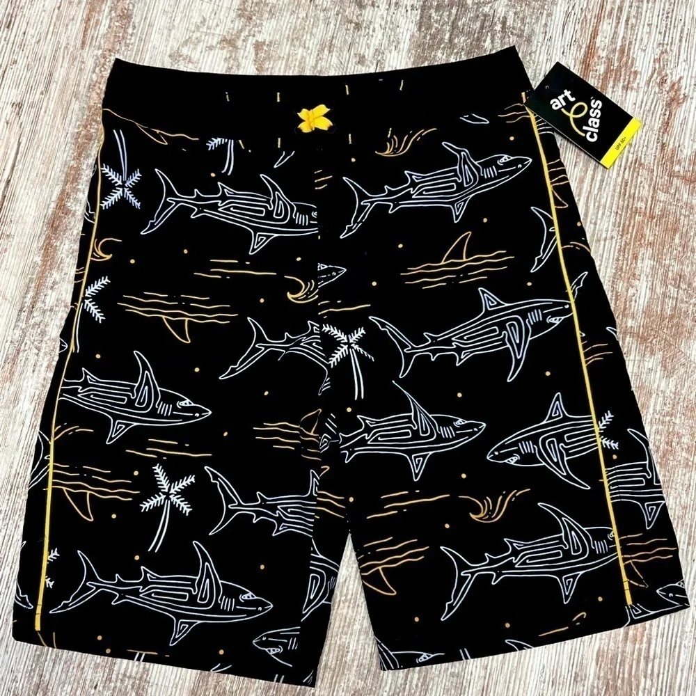 Boys - Art Class - Shark Print Swim Trunks